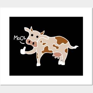 Mool / Cool Cow Thumbs Up (White) Posters and Art